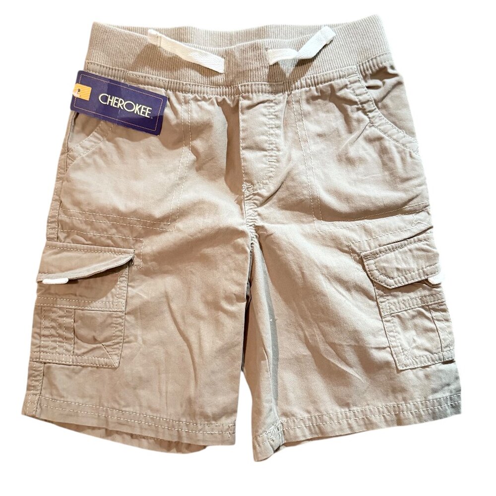 NEW Cherokee Boys Khaki Cargo Shorts 4T – Elastic Waist, Pockets, NWT!